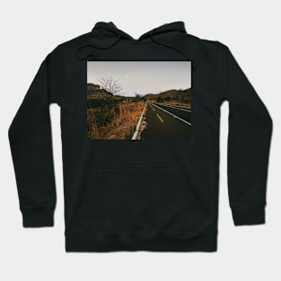 Full Moon Over Tarmac Road in National Park Hoodie